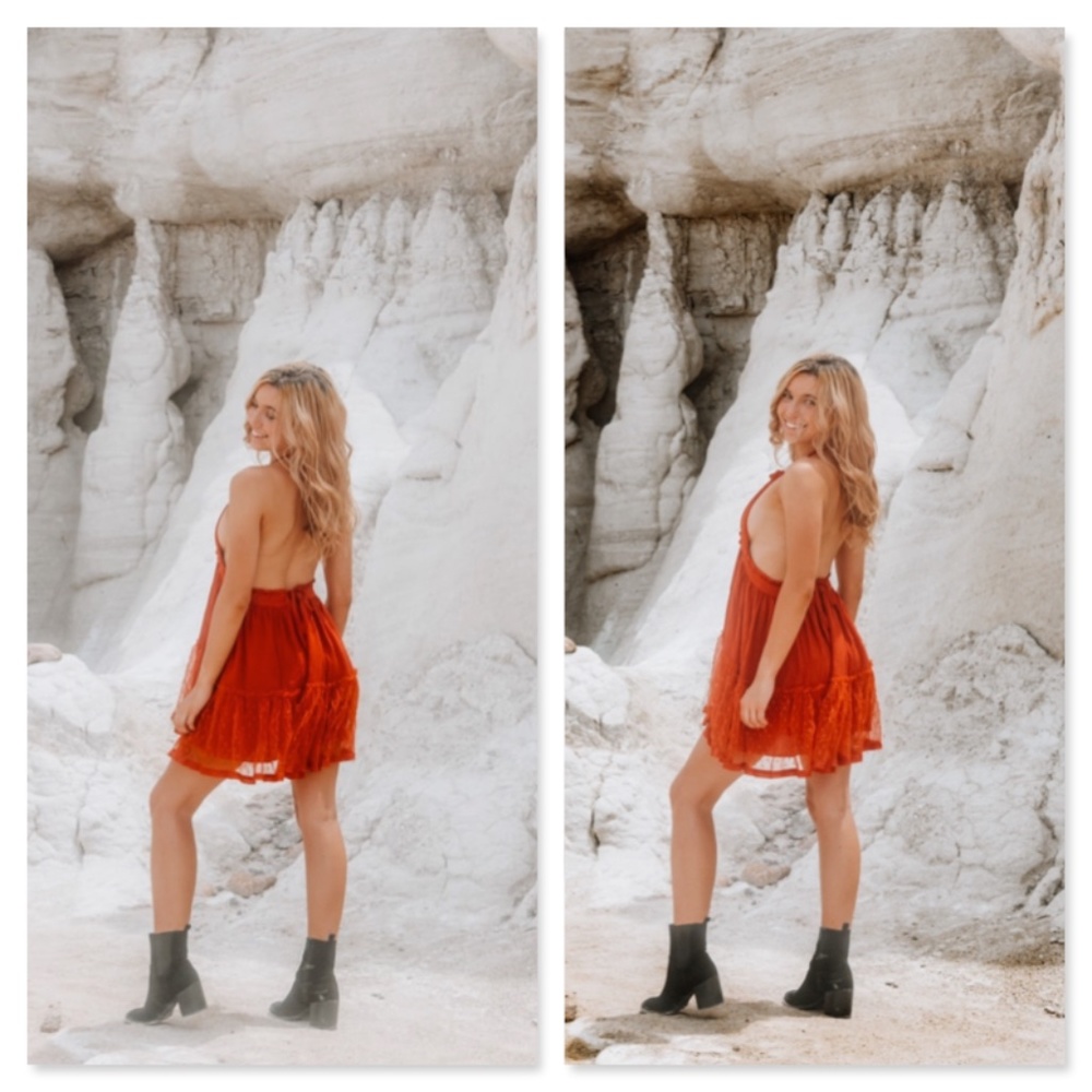 Backless Babydoll Short Dress in Burnt Orange - Picture 11 of 16